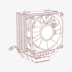 灰红色风机线框模型素材