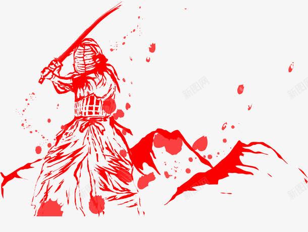 血迹绘制的武士图png免抠素材_88icon https://88icon.com 武士 武士刀 溅血 红色 血 血溅 血滴 血迹