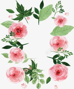 水彩粉玫瑰标题框素材