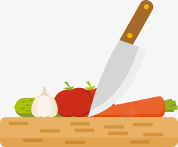 蔬菜与菜刀矢量图素材