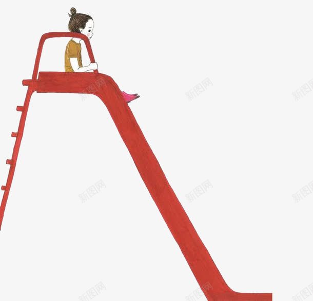 打滑梯的女孩手绘png免抠素材_88icon https://88icon.com 女孩 手绘 滑梯 红色