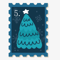 圣诞树邮票矢量图素材