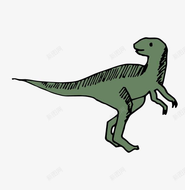 墨绿色的卡通小恐龙png免抠素材_88icon https://88icon.com 卡通矢量 墨绿色 手绘 矢量恐龙