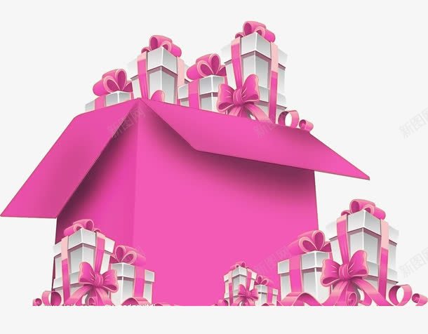 粉色礼物堆png免抠素材_88icon https://88icon.com 礼物 礼物堆 粉红色