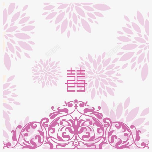 婚礼花朵背景喜字png免抠素材_88icon https://88icon.com 喜字 婚礼 背景 背景矢量 花朵