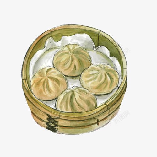 香菇肉丝包子手绘画片png免抠素材_88icon https://88icon.com 包子 手绘美食 蒸笼 面食 香菇肉包子