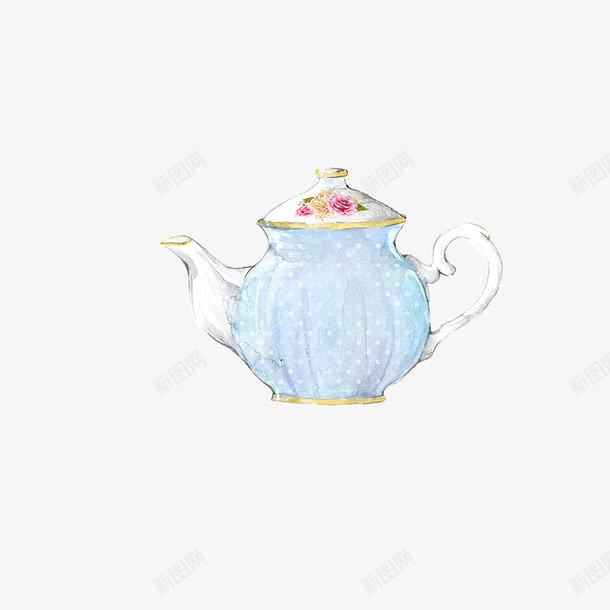 玫瑰茶壶png免抠素材_88icon https://88icon.com 下午茶唯 水彩 玫瑰茶壶 美手绘