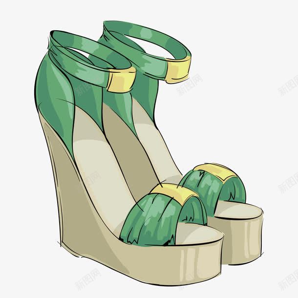 绿色线条高跟女士凉鞋png免抠素材_88icon https://88icon.com 凉鞋 女士 线条 绿色 绿色线条 高跟