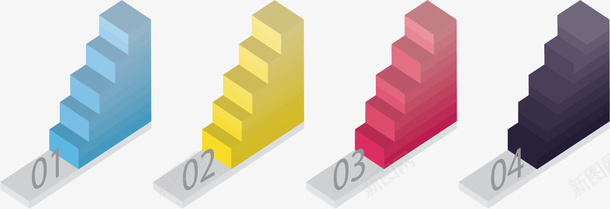 彩色阶梯步骤图表矢量图ai免抠素材_88icon https://88icon.com 彩色阶梯 步骤图 流程图 矢量png 阶梯 阶梯图表 矢量图