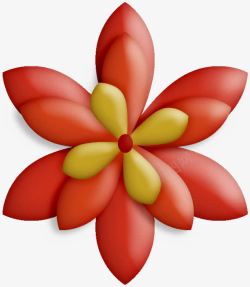 立体红色雕浮花朵素材