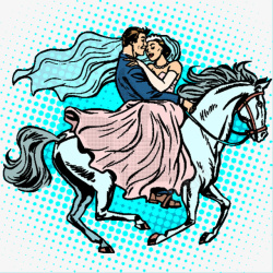 白马上的夫妻素材