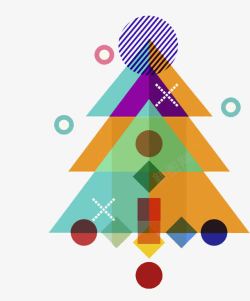 创意彩色不规则图形圣诞树图素材