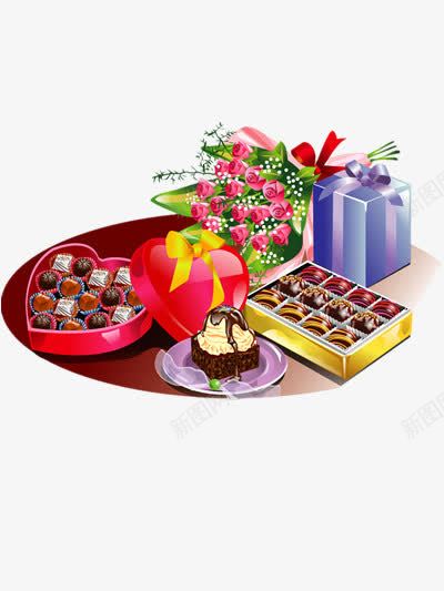 巧克力礼物盒png免抠素材_88icon https://88icon.com 卡通 巧克力素材 爱情 玫瑰花 礼物堆 礼物盒