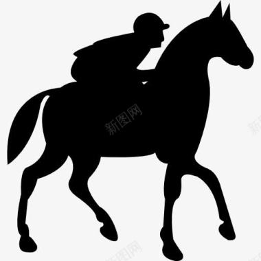 运动人物骑师骑着黑走马图标图标