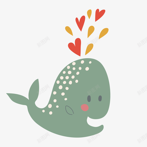 绿色的小鲸鱼png免抠素材_88icon https://88icon.com png图形 动物 小鲸鱼 手绘 爱心 绿色 装饰