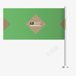 绿色质感商务旗子矢量图素材