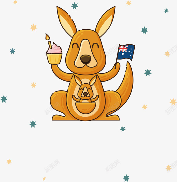 可爱过节的澳大利亚袋鼠矢量图ai免抠素材_88icon https://88icon.com AustraliaDay 澳大利亚 澳大利亚日 矢量png 袋鼠 袋鼠母子 矢量图