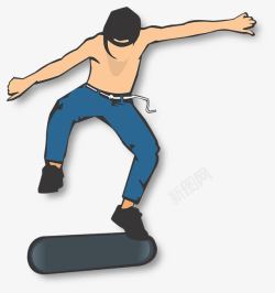 卡通少年玩滑板素材