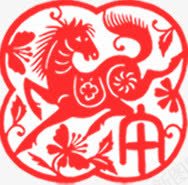 中国风红色剪纸小马png免抠素材_88icon https://88icon.com 剪纸 国风 红色