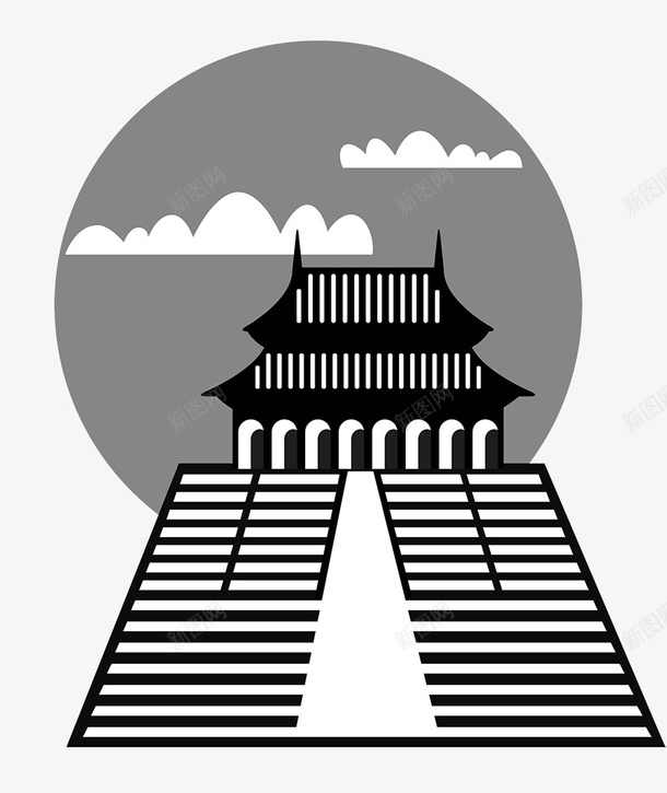 手绘插图寺庙装饰png免抠素材_88icon https://88icon.com 中国风寺庙 古典建筑 宫殿 建筑 手绘 装饰