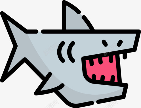 可爱卡通小动物海洋动物鲨鱼矢量图图标图标