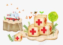 救急救护车和救急箱高清图片
