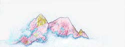 中秋节手绘粉黄色山峰素材