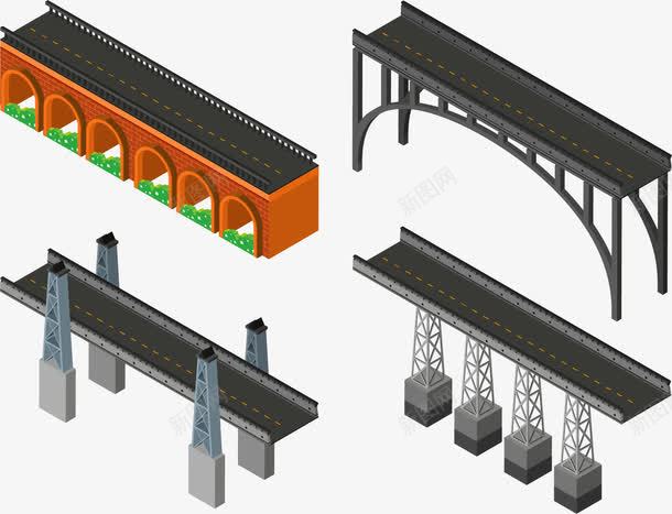 手绘桥梁png免抠素材_88icon https://88icon.com 四座桥 手绘 拱形桥 桥梁 立体 高架桥