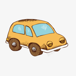黄色卡通手绘小汽车矢量图素材