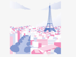 美丽法国巴黎美景矢量图素材