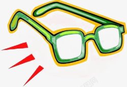 卡通绿色眼镜框素材