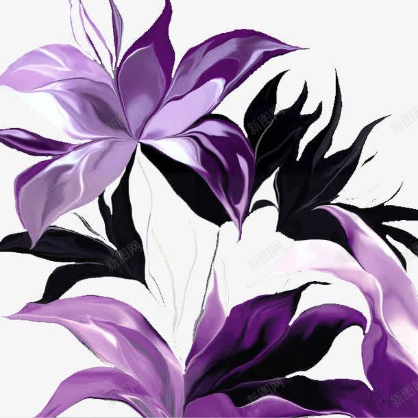 紫色花叶png免抠素材_88icon https://88icon.com 卡通 叶子 手绘 简图 紫色 花朵 装饰 黑色