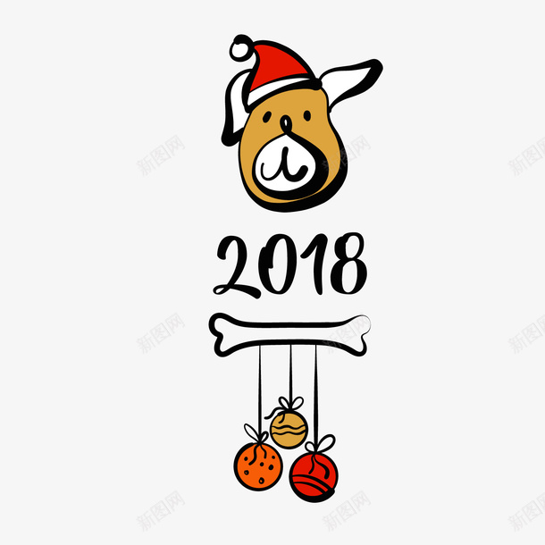 卡通小狗头像新年装饰png免抠素材_88icon https://88icon.com 2018装饰 卡通小狗头像 狗年装饰 背景装饰