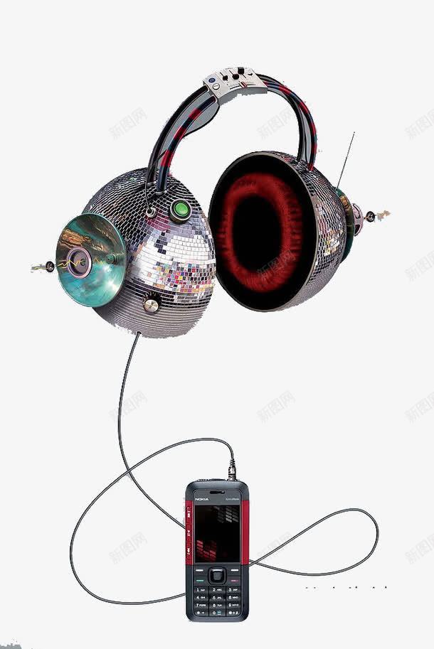 创意耳机png免抠素材_88icon https://88icon.com 创意合成 复古 插画风格 耳机