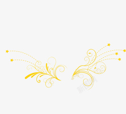 黄色清新线条花朵装饰图案素材