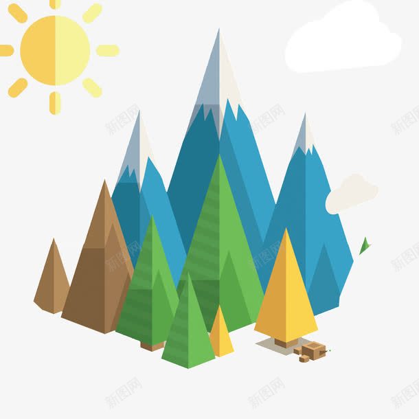 卡通大山树林海报png免抠素材_88icon https://88icon.com 卡通大山 卡通海报设计 扁平风格 树林 海报设计 海报设计素材