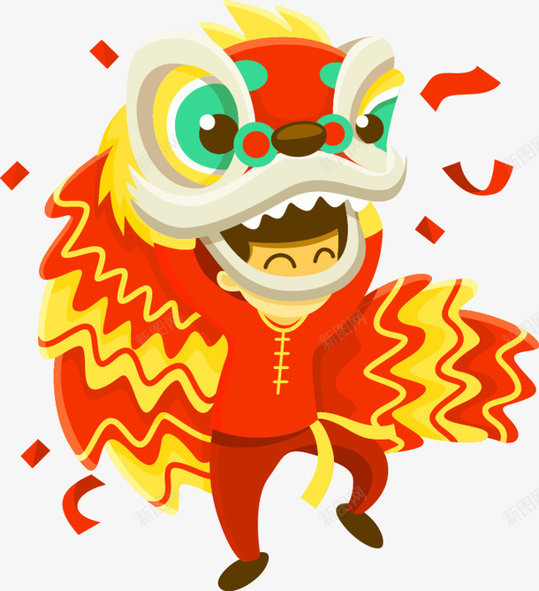 红色中国风舞狮装饰图案png免抠素材_88icon https://88icon.com 中国风 免抠PNG 红色 舞狮 装饰图案