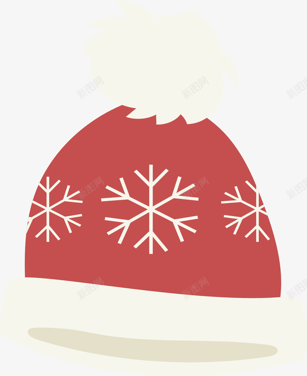 雪花花纹红色帽子矢量图ai免抠素材_88icon https://88icon.com 冬天 冬天帽子 帽子 毛线帽 矢量png 红色帽子 矢量图
