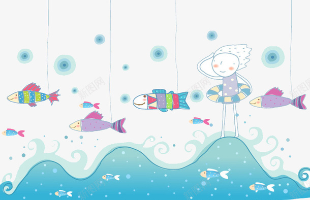手绘插画鱼儿png免抠素材_88icon https://88icon.com 儿童 卡通 手绘 插画 鱼儿