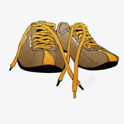 黄色质感卡通手绘鞋子素材