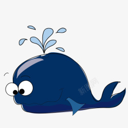 蓝色卡通鲸鱼矢量图素材