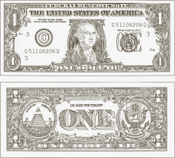 手绘美元钞票矢量图素材