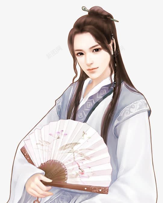 手绘持扇长发女子png免抠素材_88icon https://88icon.com 女子 手绘 持扇 长发