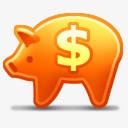 金色猪存钱罐图标图标