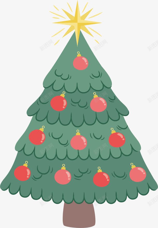 红色小球圣诞树png免抠素材_88icon https://88icon.com 卡通圣诞树 圣诞树 圣诞节 矢量png 红色小球 过圣诞