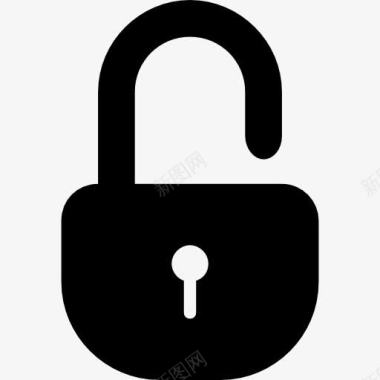 解锁圆形挂锁黑安全工具符号图标图标