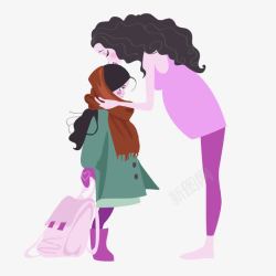 紫色卡通母女装饰图案素材
