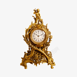 产品实物欧式复古金色座钟素材