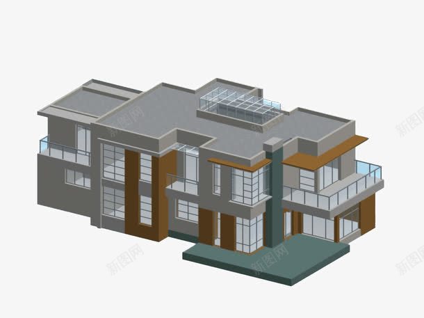 灰色建筑物png免抠素材_88icon https://88icon.com 建筑 建筑物 模型 灰色 现代风格