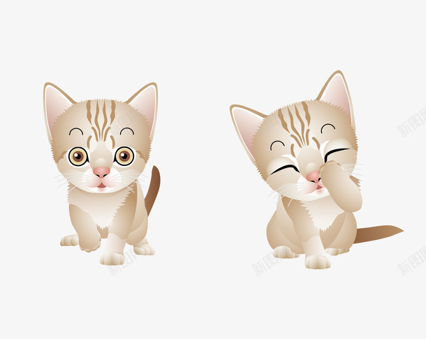 两只可爱小猫png免抠素材_88icon https://88icon.com 小猫 手绘 手绘动物 手绘小猫